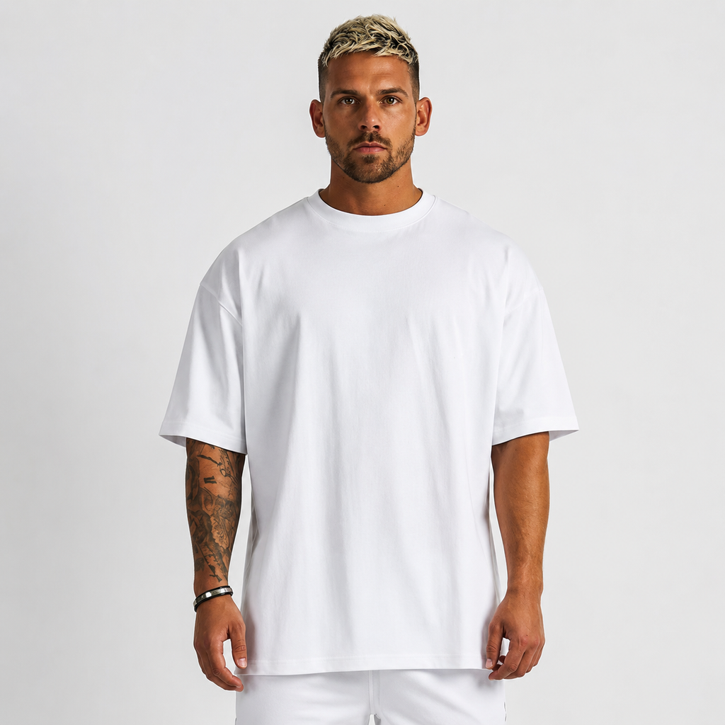 T-shirt Oversize Homme 100% Coton – Blanc & Noir