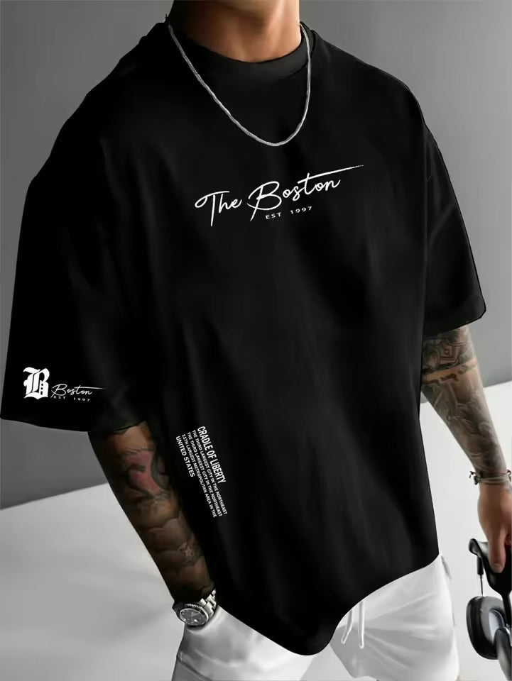 T-shirt Homme Oversize Boston 1997 Noir – Style Streetwear Décontracté